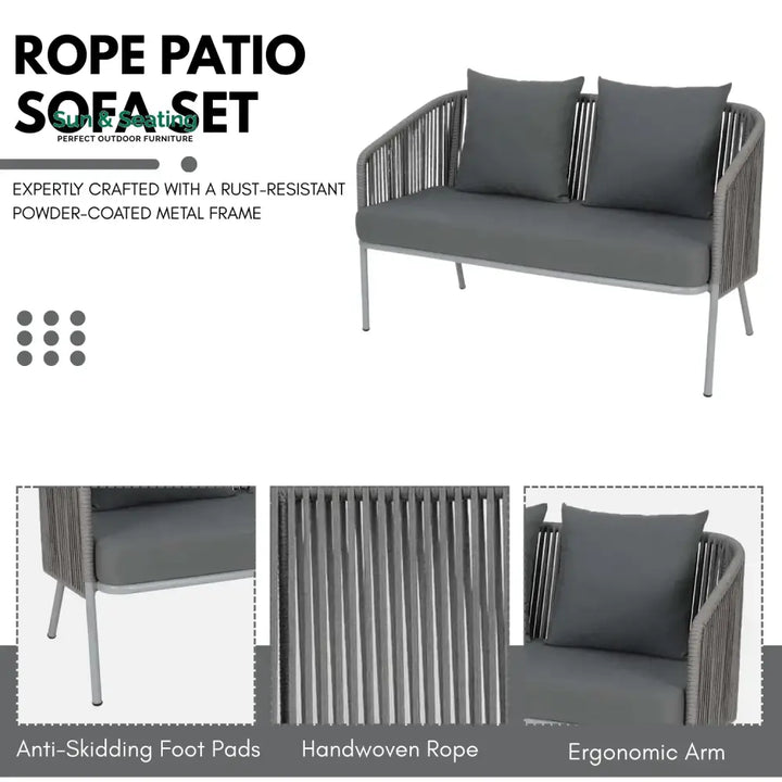 Falguni Outdoor 4 Piece Modern Woven Rope Sofa Set Sofa Set