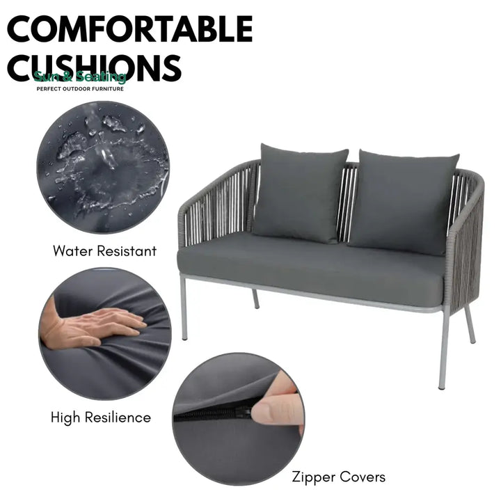Falguni Outdoor 4 Piece Modern Woven Rope Sofa Set Sofa Set