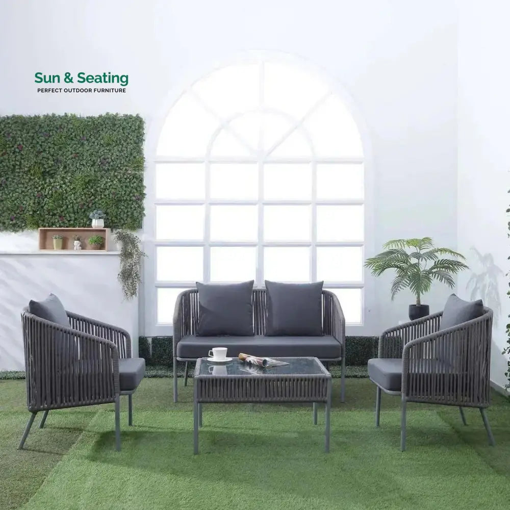 Falguni Outdoor 4 Piece Modern Woven Rope Sofa Set Sofa Set