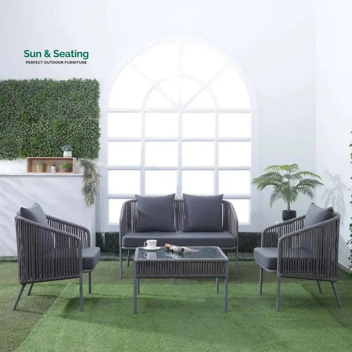 Falguni Outdoor 4 Piece Modern Woven Rope Sofa Set Sofa Set