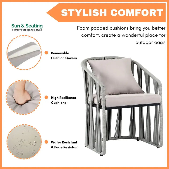 Fallon Outdoor Rope 3-Piece Patio Set Patio Set