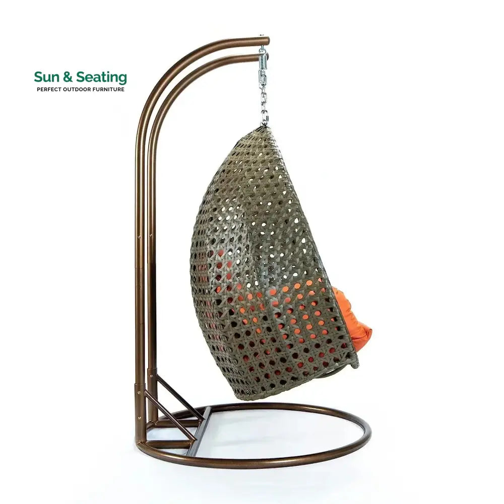 Fang Double Seater Hanging Swing Chair (Dark Brown/Orange) Swing