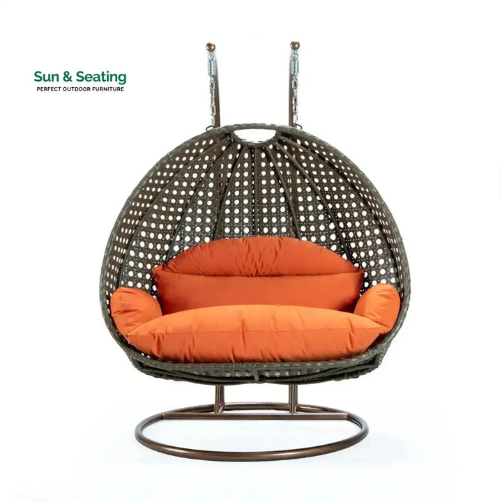 Fang Double Seater Hanging Swing Chair (Dark Brown/Orange) Swing