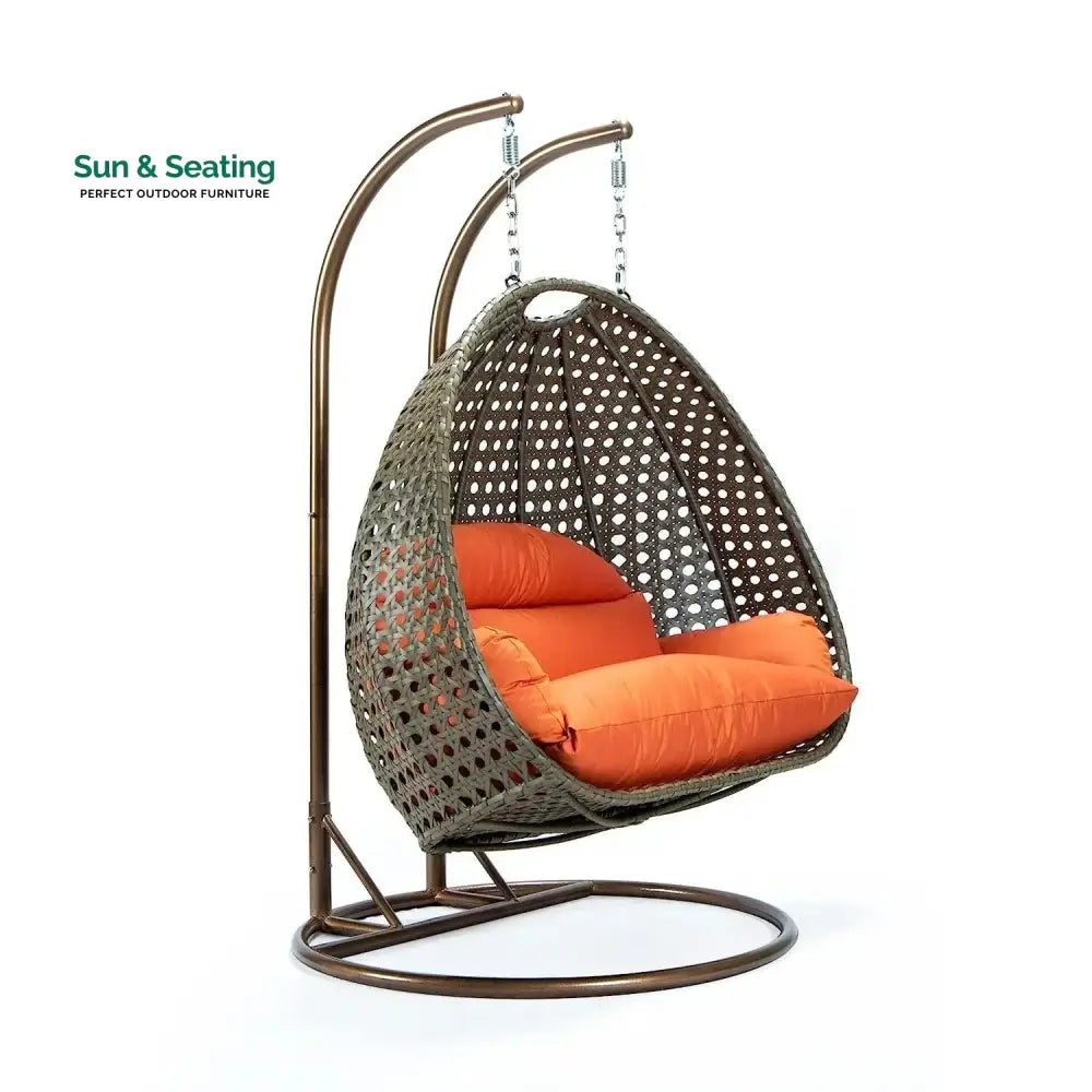 Fang Double Seater Hanging Swing Chair (Dark Brown/Orange) Swing