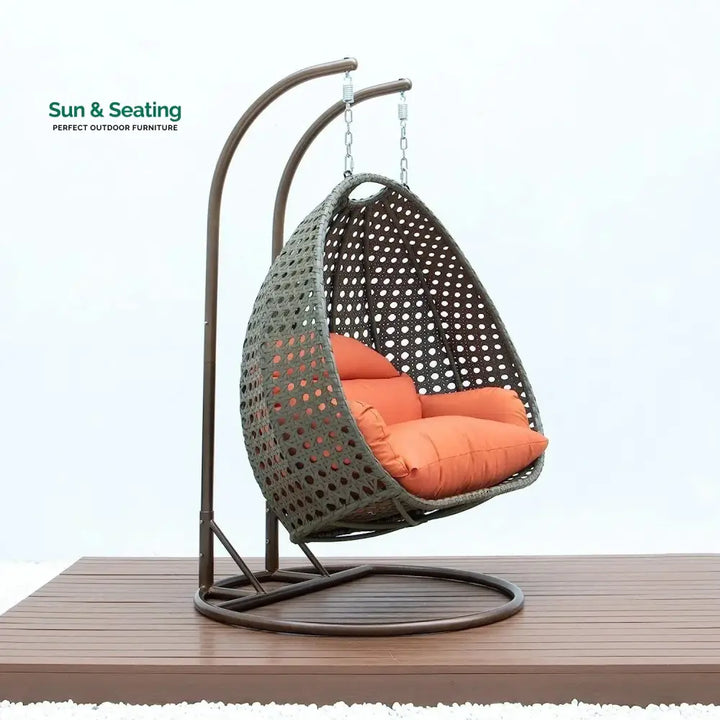 Fang Double Seater Hanging Swing Chair (Dark Brown/Orange) Swing