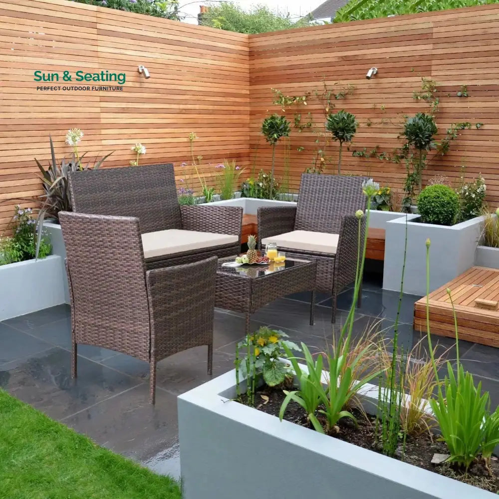 Faus Outdoor Sofa Set 2 Seater 2 Single seater and 1 Center Table (Brown + White) Sofa Sets