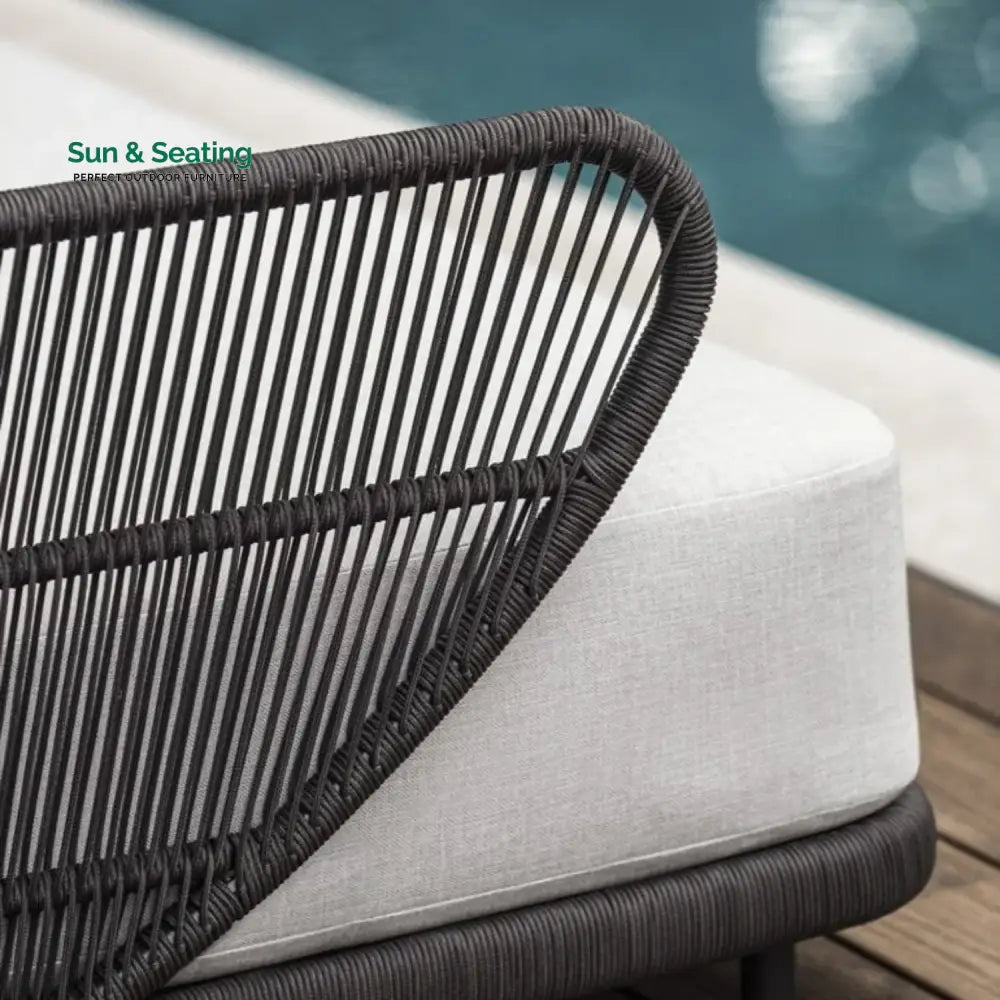 Faustina Outdoor Grey Rope Patio Daybed With Off-White Cushion Daybed
