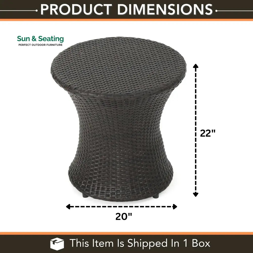 Faustine Outdoor Wicker Round Patio End Table Table