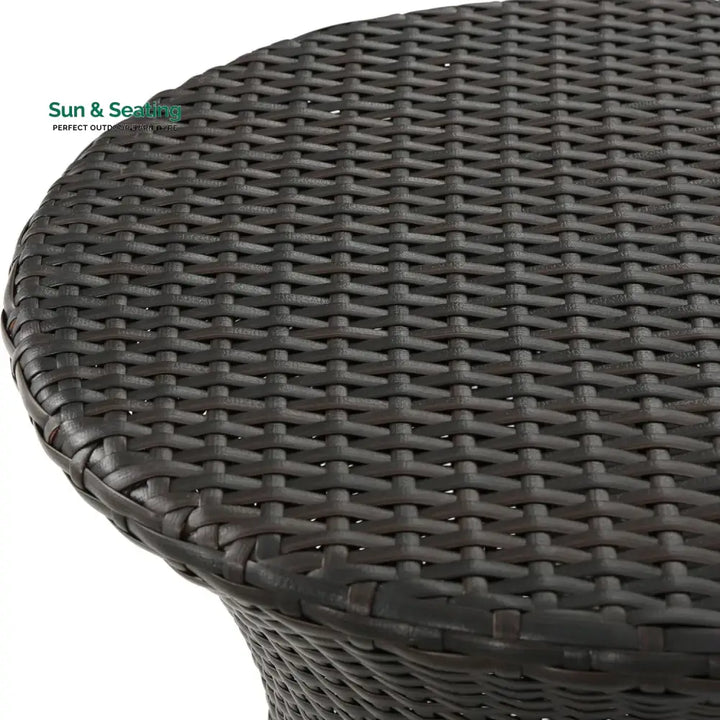 Faustine Outdoor Wicker Round Patio End Table Table
