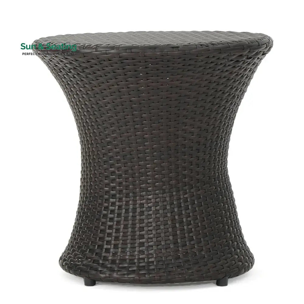 Faustine Outdoor Wicker Round Patio End Table Table