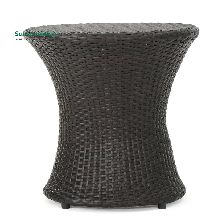 Faustine Outdoor Wicker Round Patio End Table Table