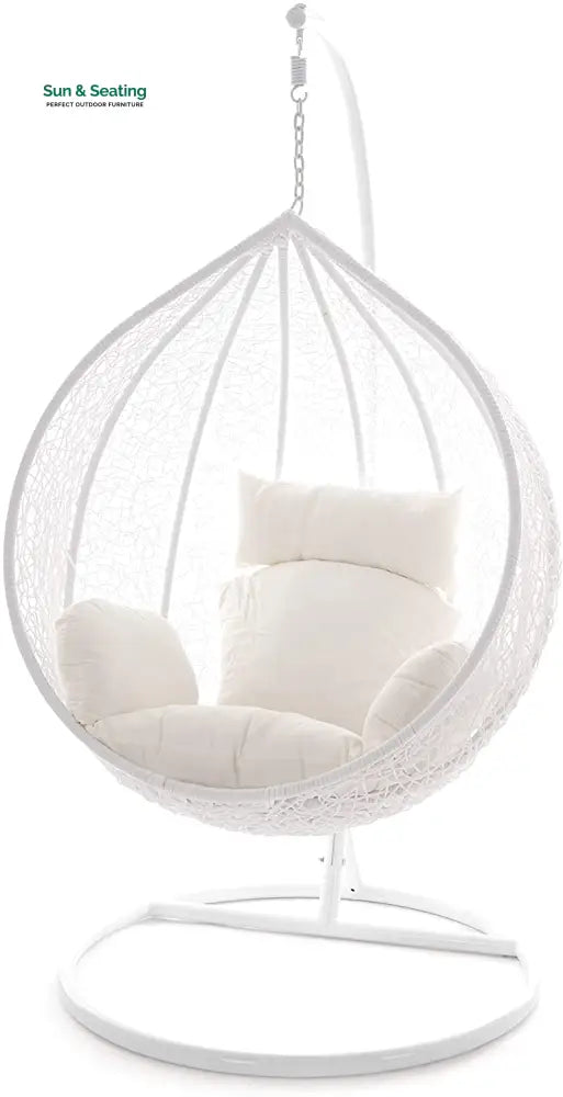 Faustino Single Seater Hanging Swing With Stand For Balcony Garden Swing (White) Off-White Swings