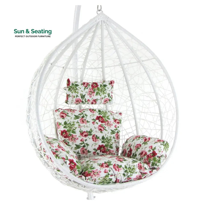 Faustino Single Seater Hanging Swing With Stand For Balcony Garden Swing (White) Swings