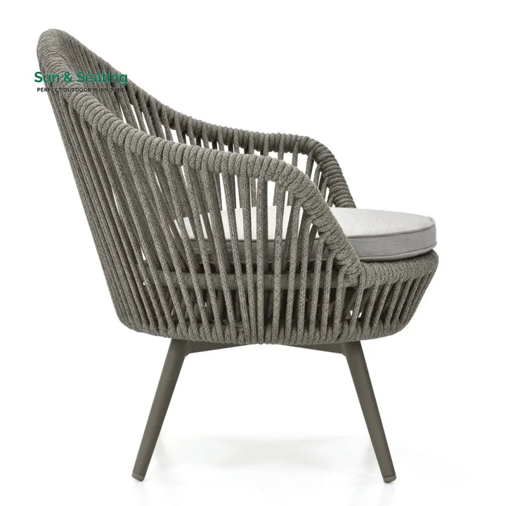 Faux Outdoor Patio Seating Set 2 Chairs and 1 Table Setc(Grey) Braided &amp; Rope Coffee Table Sets