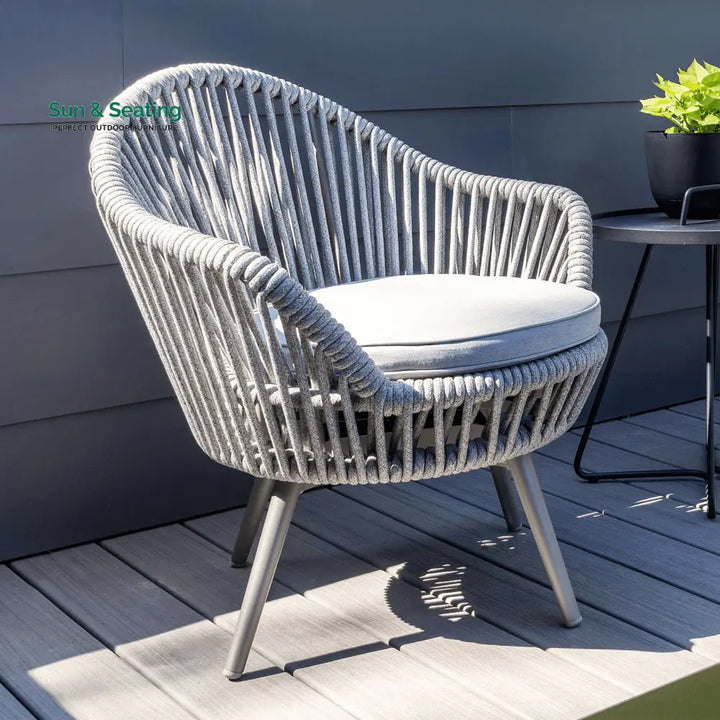 Faux Outdoor Patio Seating Set 2 Chairs and 1 Table Setc(Grey) Braided &amp; Rope Coffee Table Sets