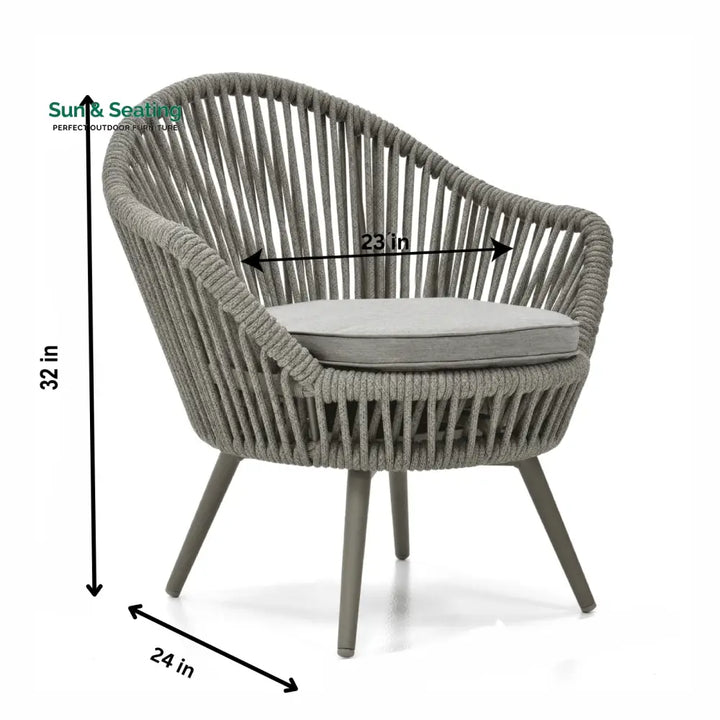 Faux Outdoor Patio Seating Set 2 Chairs and 1 Table Setc(Grey) Braided &amp; Rope Coffee Table Sets