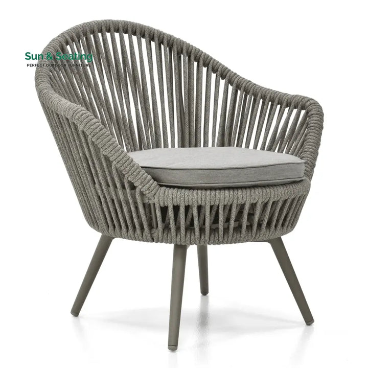 Faux Outdoor Patio Seating Set 2 Chairs and 1 Table Setc(Grey) Braided &amp; Rope Coffee Table Sets