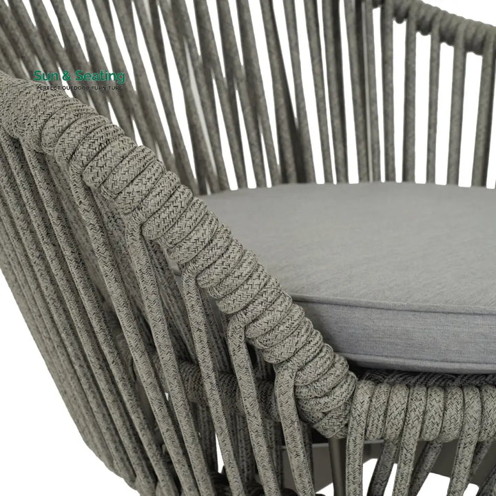 Faux Outdoor Patio Seating Set 2 Chairs and 1 Table Setc(Grey) Braided &amp; Rope Coffee Table Sets