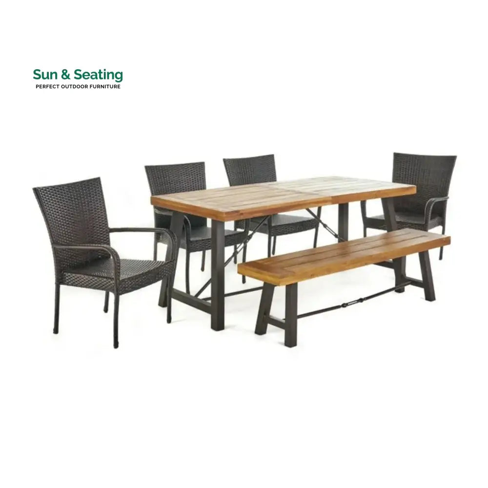 Fawzia Outdoor All-Weather Resistant Rattan Wicker 6-Piece Dining Set Dining Set