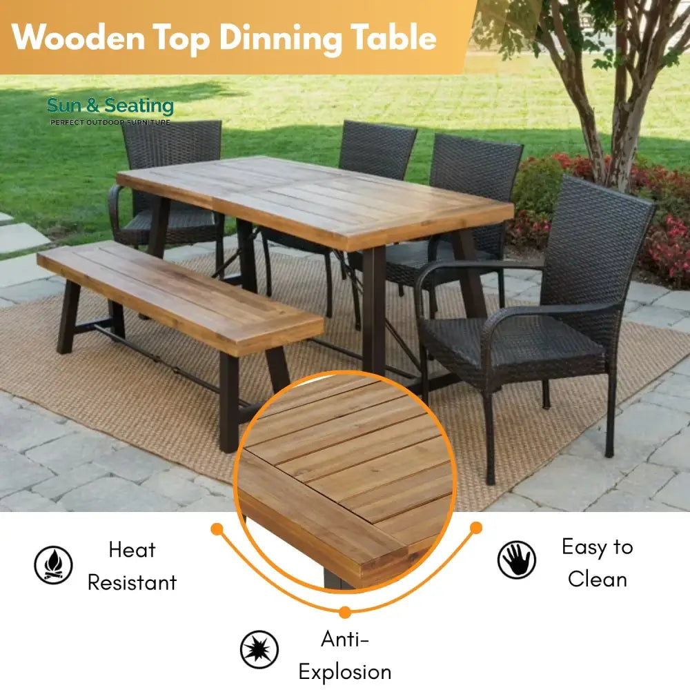 Fawzia Outdoor All-Weather Resistant Rattan Wicker 6-Piece Dining Set Dining Set