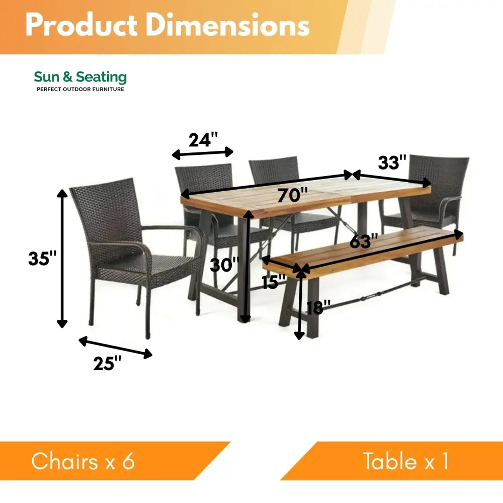 Fawzia Outdoor All-Weather Resistant Rattan Wicker 6-Piece Dining Set Dining Set