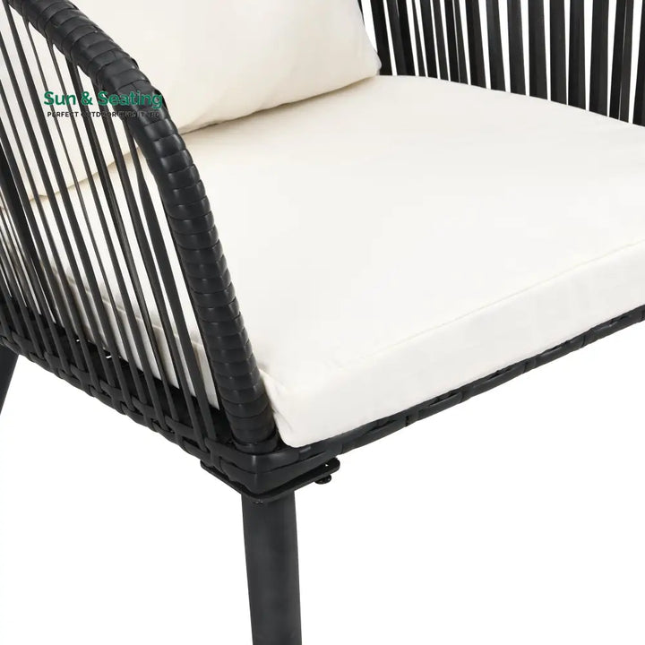 Feeds Outdoor Patio Seating Set 2 Chairs and 1 Table Set (Black) Coffee Table Sets