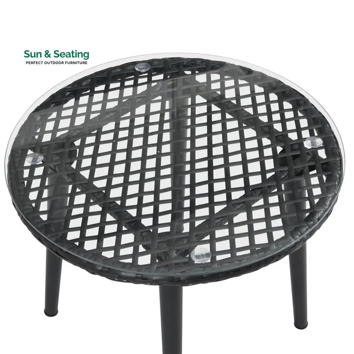 Feeds Outdoor Patio Seating Set 2 Chairs and 1 Table Set (Black) Coffee Table Sets