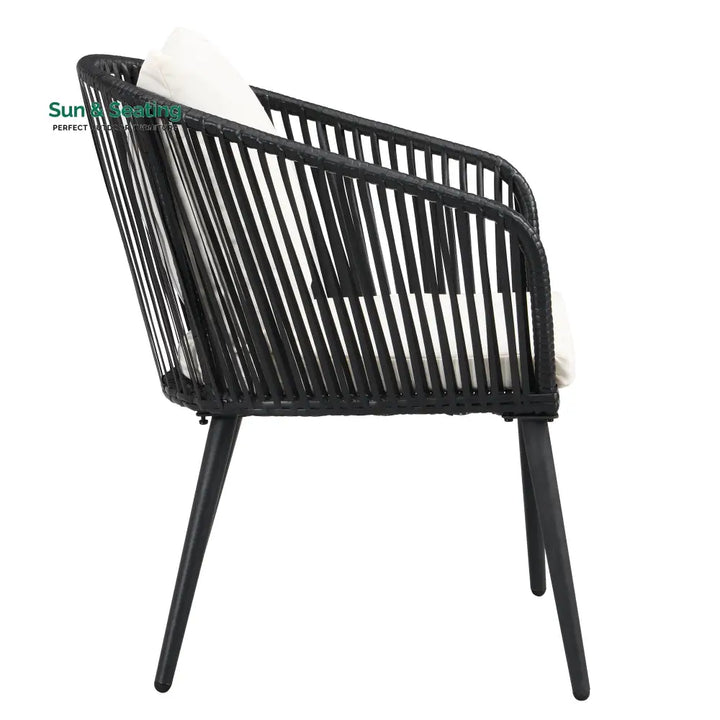 Feeds Outdoor Patio Seating Set 2 Chairs and 1 Table Set (Black) Coffee Table Sets