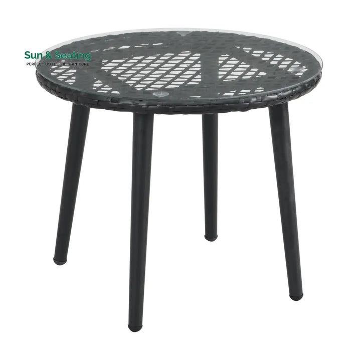 Feeds Outdoor Patio Seating Set 2 Chairs and 1 Table Set (Black) Coffee Table Sets