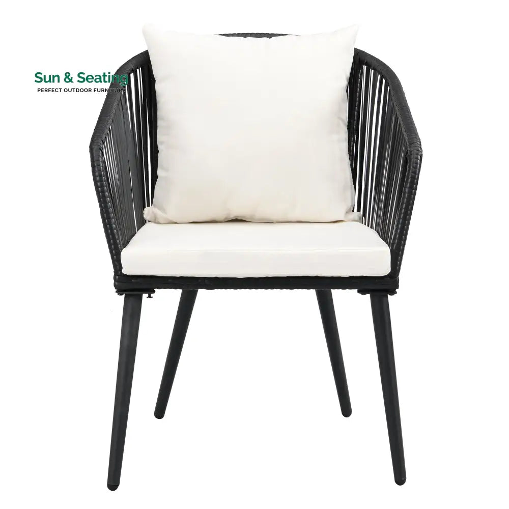 Feeds Outdoor Patio Seating Set 2 Chairs and 1 Table Set (Black) Coffee Table Sets