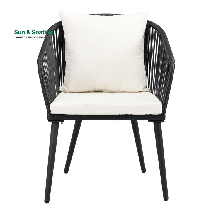 Feeds Outdoor Patio Seating Set 2 Chairs and 1 Table Set (Black) Coffee Table Sets