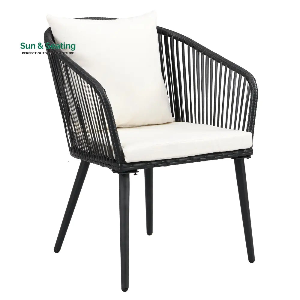 Feeds Outdoor Patio Seating Set 2 Chairs and 1 Table Set (Black) Coffee Table Sets
