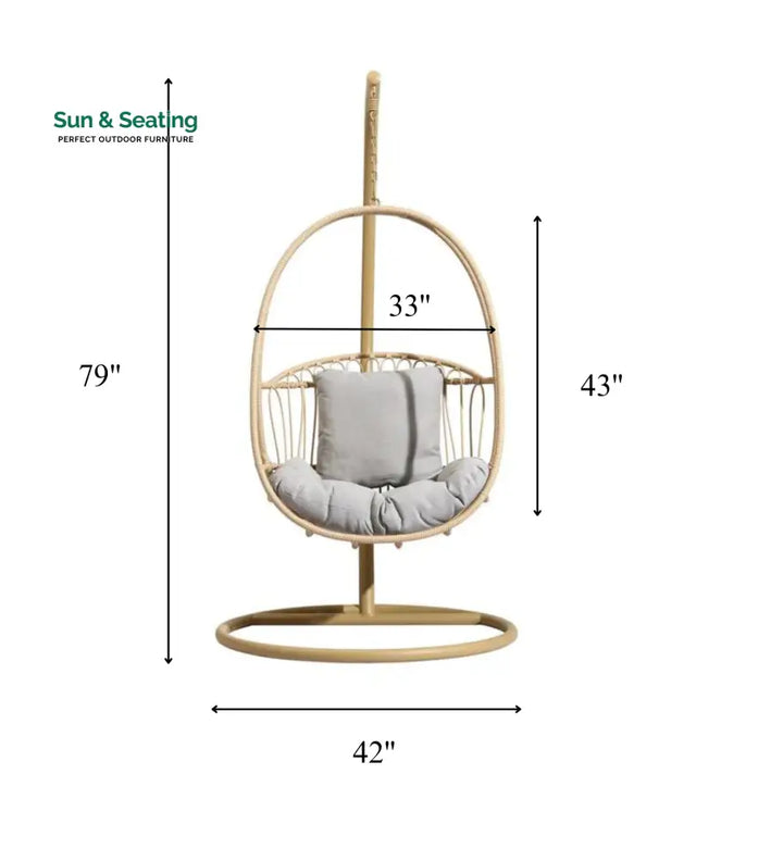 Felice Single Seater Hanging Swing With Stand For Balcony Garden (Honey) Swings