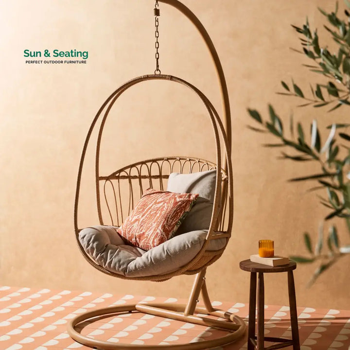Felice Single Seater Hanging Swing With Stand For Balcony Garden (Honey) Swings