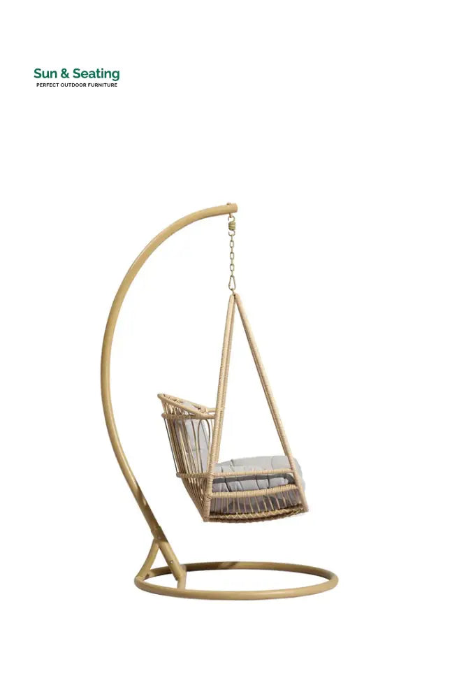 Felice Single Seater Hanging Swing With Stand For Balcony Garden (Honey) Swings