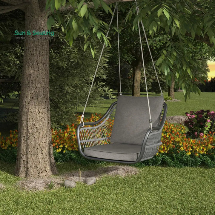Felice Single Seater Hanging Swing Without Stand For Balcony Garden Swing (Grey) Swings