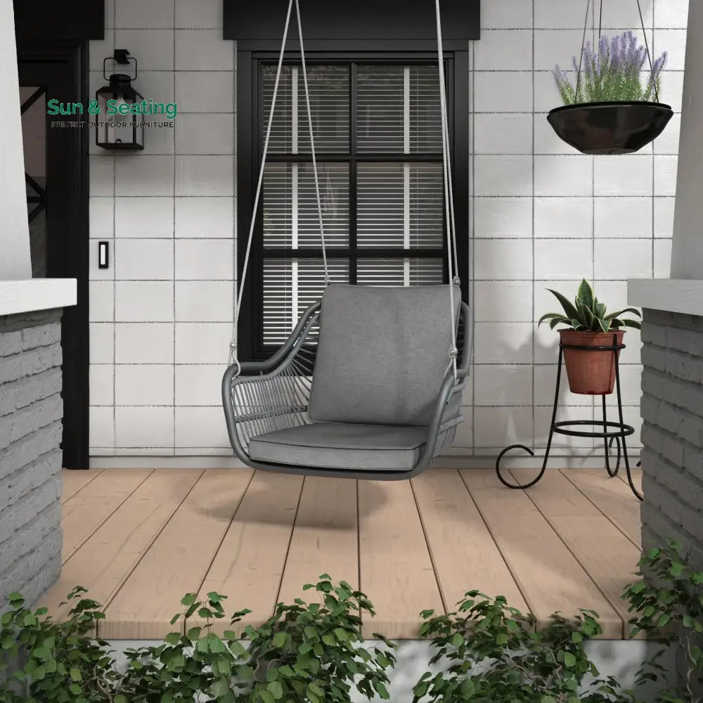 Felice Single Seater Hanging Swing Without Stand For Balcony Garden Swing (Grey) Swings