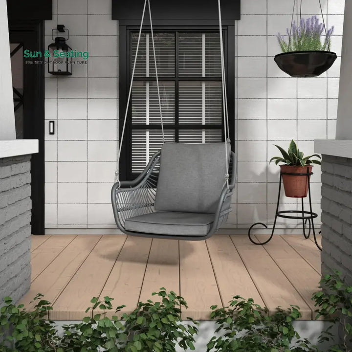 Felice Single Seater Hanging Swing Without Stand For Balcony Garden Swing (Grey) Swings