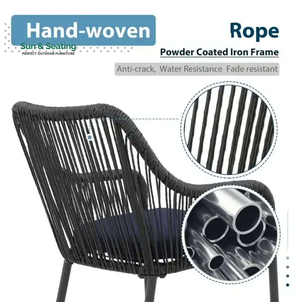Feliciano Outdoor Patio Seating Set 2 Chairs Set Braided And Rope Bar Sets