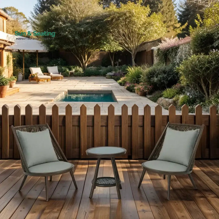 Felix Outdoor Patio Seating Set 2 Chairs and 1 Table Set (Brown) Braided &amp; Rope Coffee Table Sets
