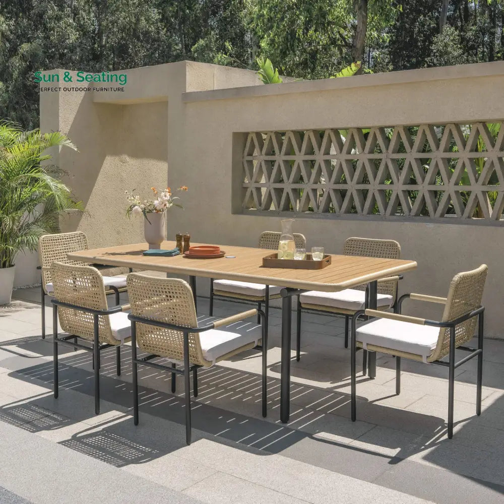 Femia Outdoor Patio Seating Set 2 Chairs Set (Honey) Coffee Table Sets