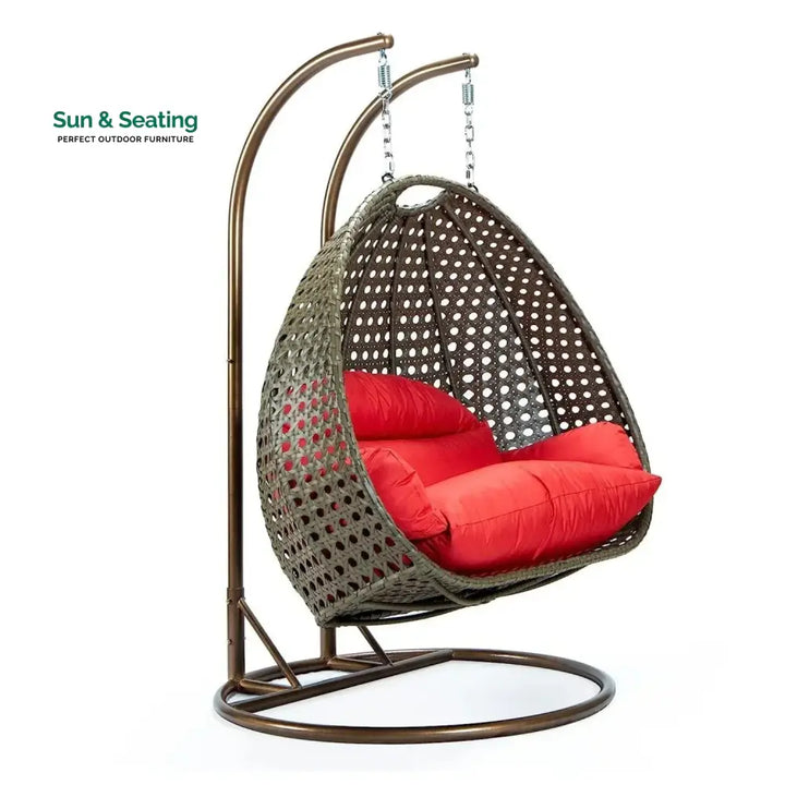 Fen Double Seater Hanging Swing Chair (Dark Brown/Red) Swing