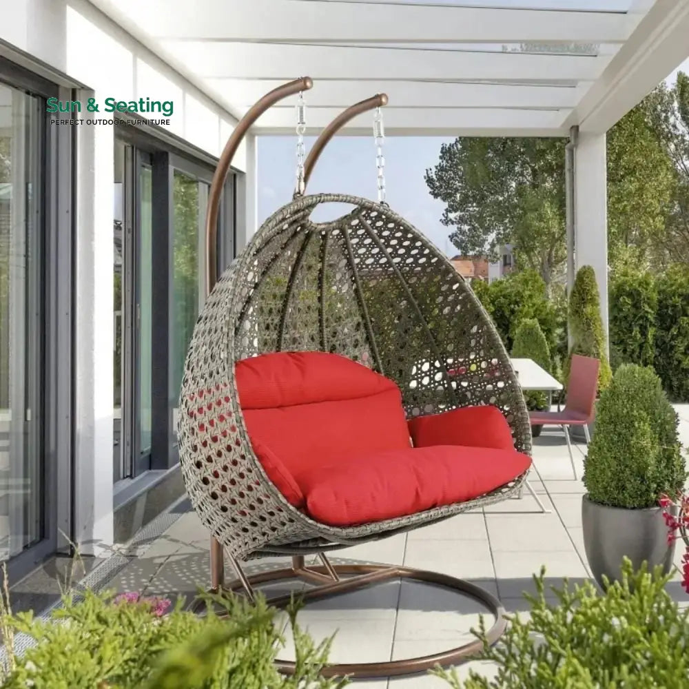 Fen Double Seater Hanging Swing Chair (Dark Brown/Red) Swing