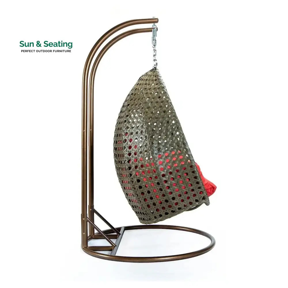 Fen Double Seater Hanging Swing Chair (Dark Brown/Red) Swing
