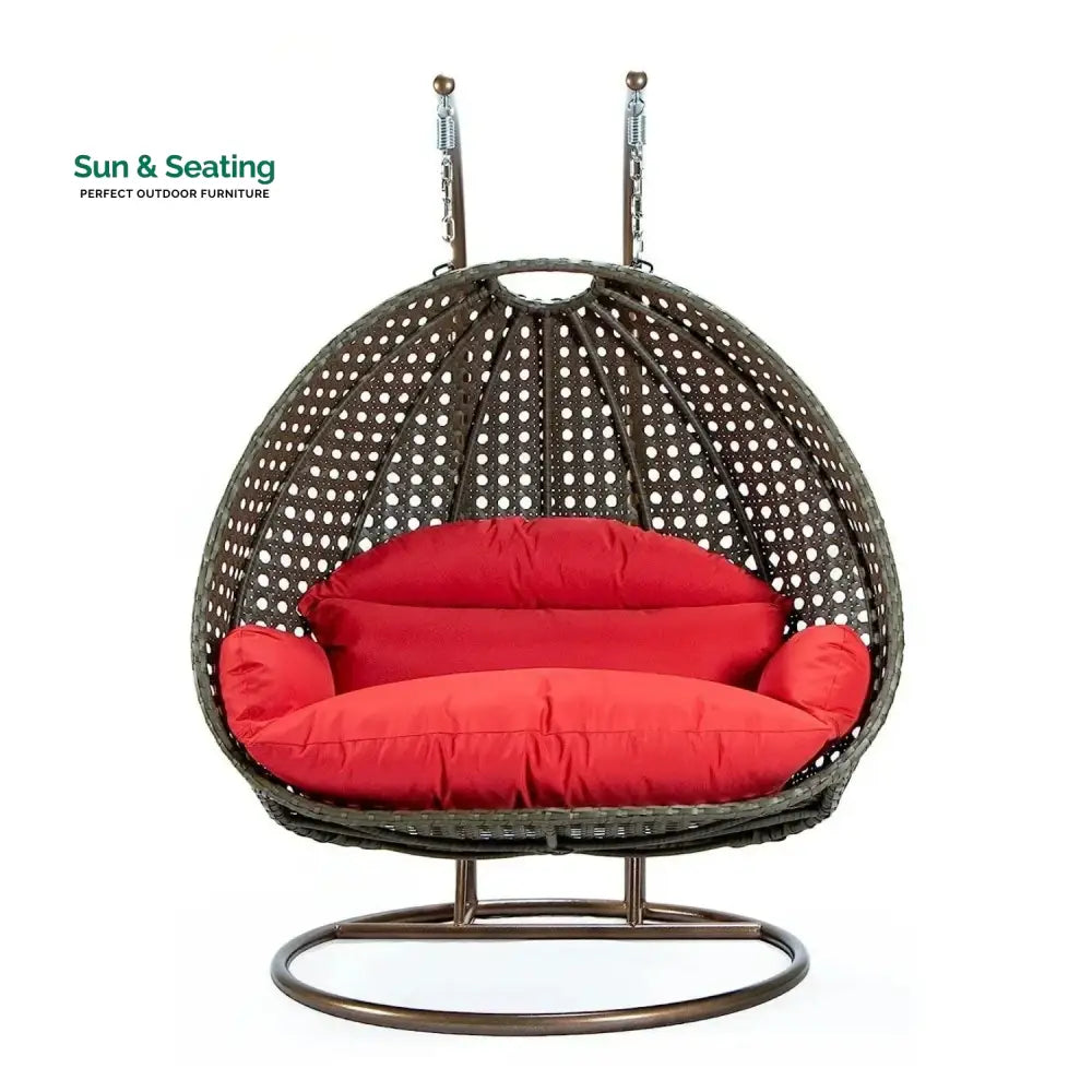 Fen Double Seater Hanging Swing Chair (Dark Brown/Red) Swing