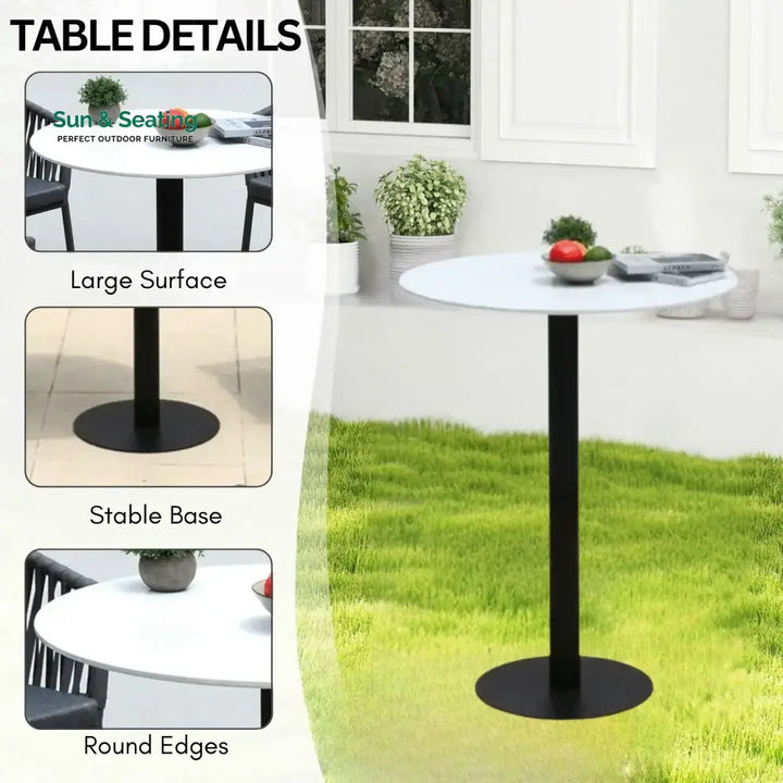 Fenna Premium Outdoor Rope Bar Set With a High-Top Round Table Bar Set