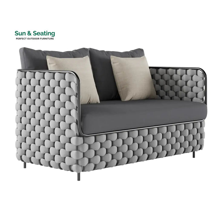 Fepel Outdoor Garden Balcony Sofa Set 2 Seater 2 Single seater and 1 Center Table Set Braid &amp; Rope (Grey) Sofa Sets