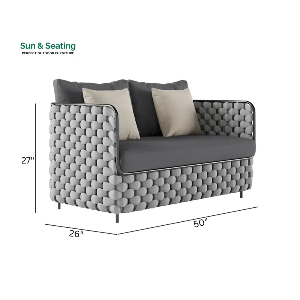 Fepel Outdoor Garden Balcony Sofa Set 2 Seater 2 Single seater and 1 Center Table Set Braid &amp; Rope (Grey) Sofa Sets