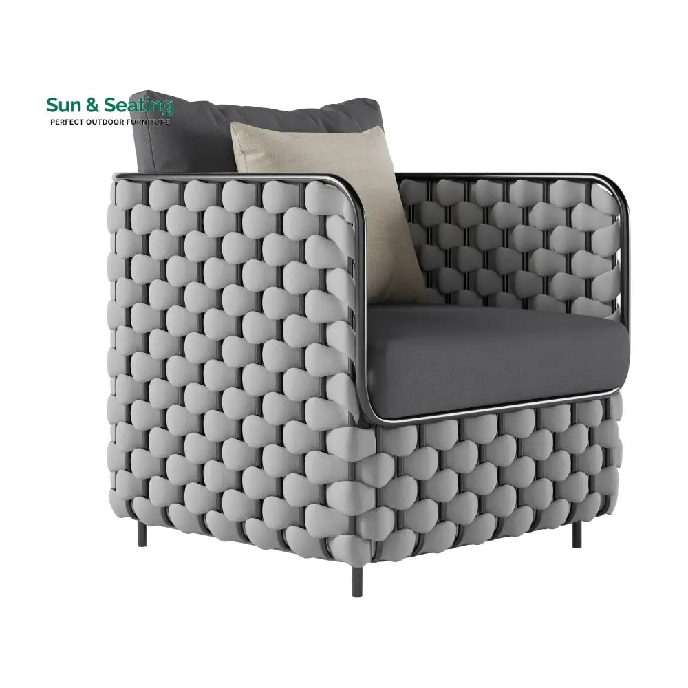 Fepel Outdoor Garden Balcony Sofa Set 2 Seater 2 Single seater and 1 Center Table Set Braid &amp; Rope (Grey) Sofa Sets