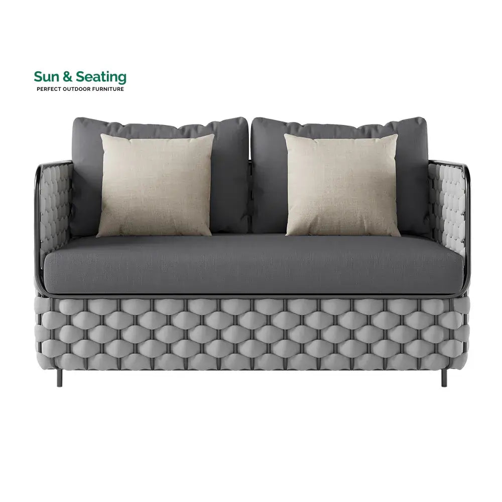 Fepel Outdoor Garden Balcony Sofa Set 2 Seater 2 Single seater and 1 Center Table Set Braid &amp; Rope (Grey) Sofa Sets